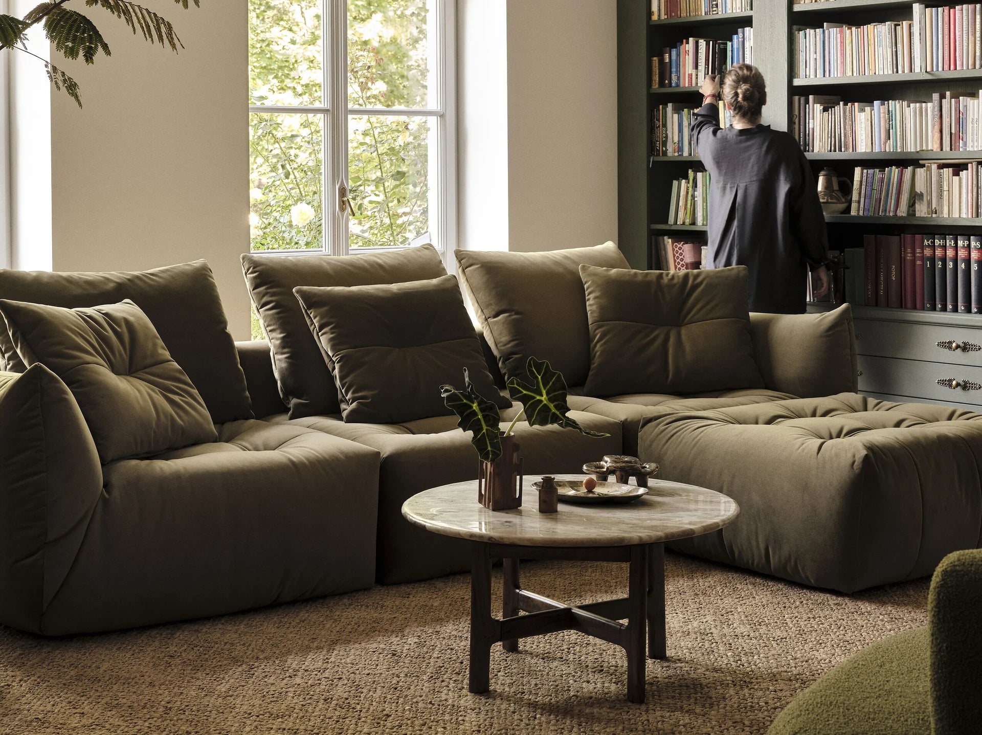 Bloom Ecksofa, 316x310 cm, Material: Samt