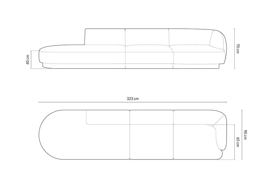 Sofa Miley 323x90cm, Material: Samt