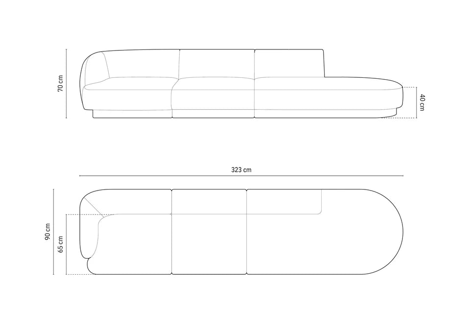 Sofa Miley 323x90cm, Material: Samt