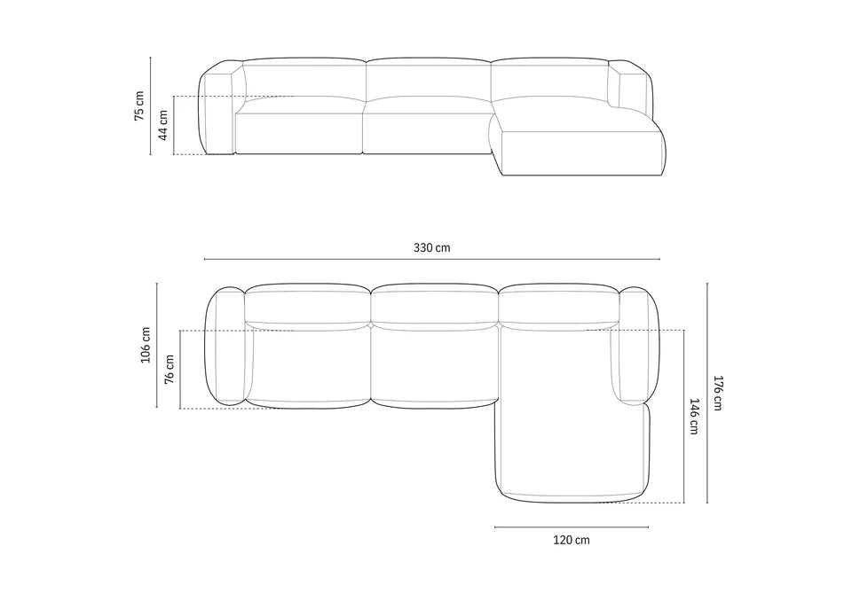 Ecksofa Martin, 330x176cm, Material: Strukturstoff