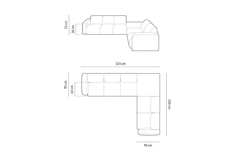 Molino Ecksofa-Set 315x250cm, 6 Sitze, Material: Chenille (Rebel)