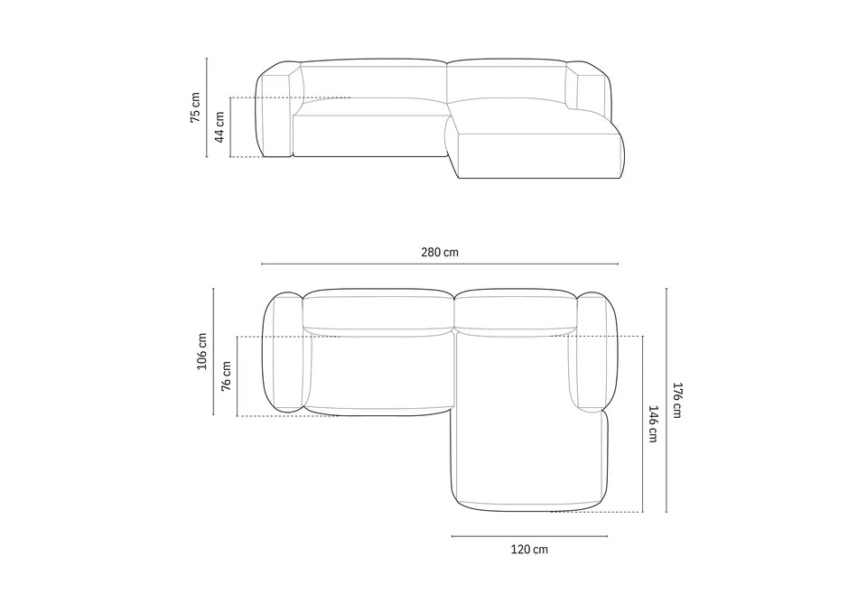 Ecksofa Martina, 280x176cm, Material: Strukturstoff
