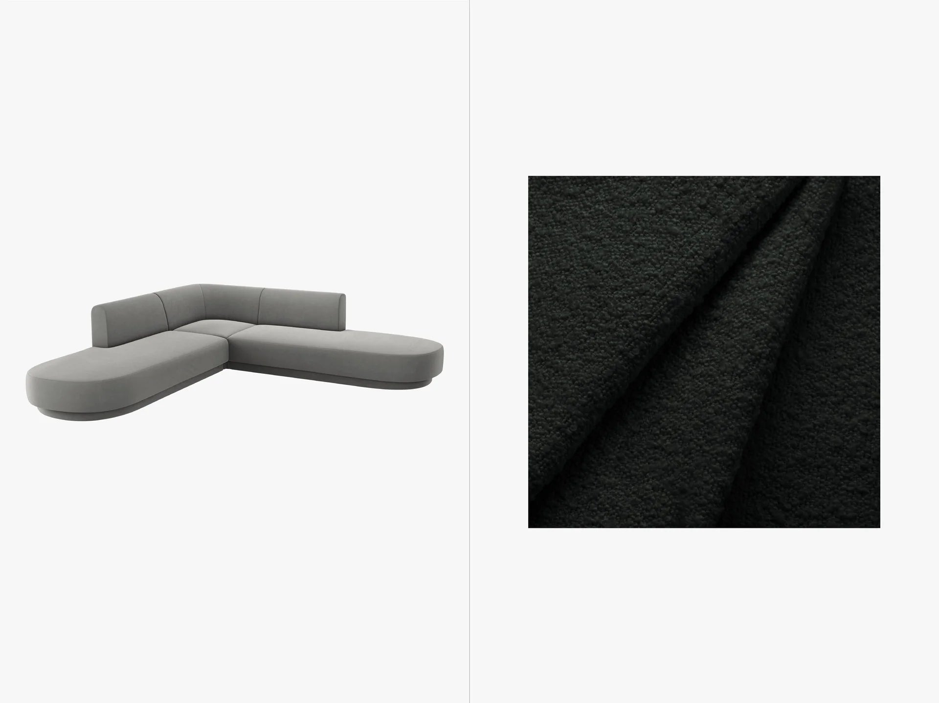 Ecksofa Miley abgerundet, 248x248cm, Material: Boucle