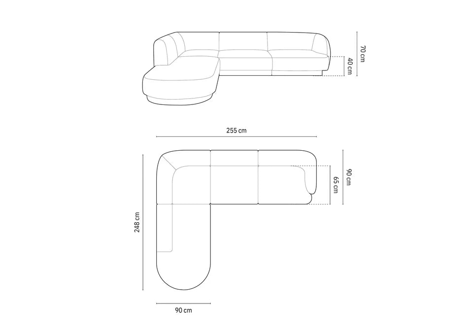 Ecksofa Miley 255x248cm, Material: Samt