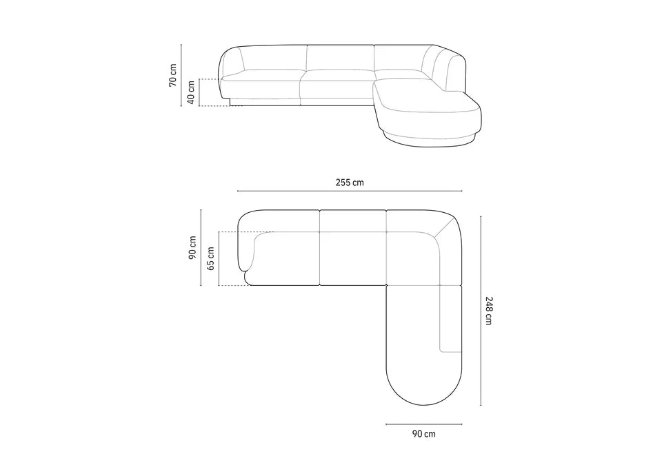 Ecksofa Miley 255x248cm, Material: Samt