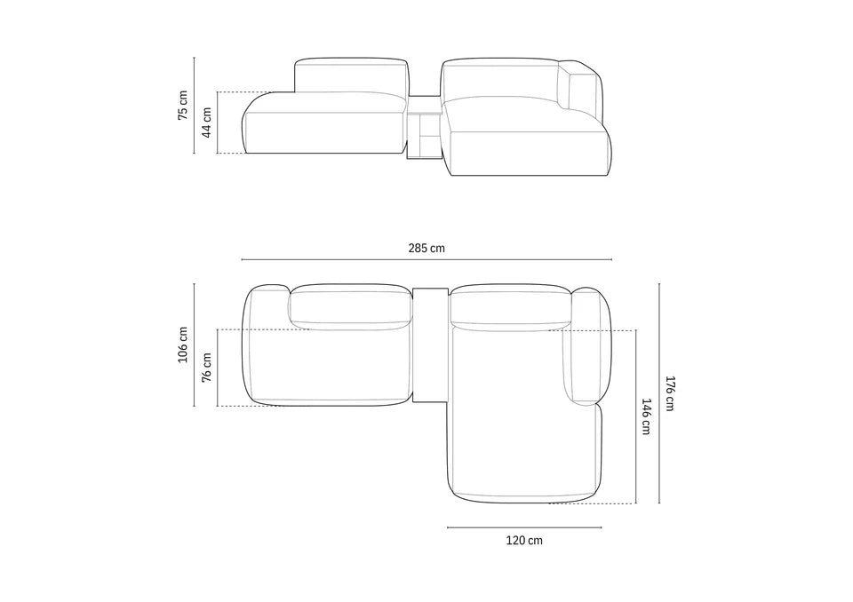 Ecksofa Martina, 285x176cm, Material: Samt