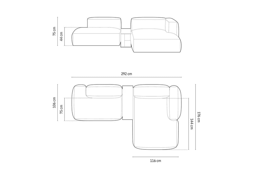 Ecksofa Martina, 285x176cm, Material: Strukturstoff