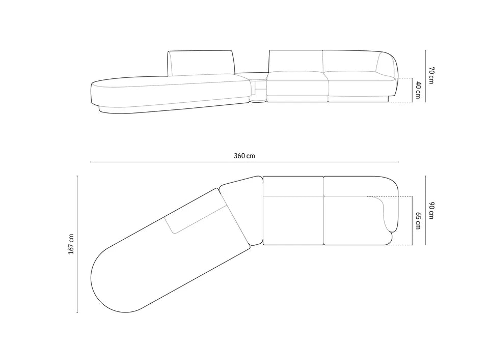 Sofa Miley 358x153cm, Material: Samt