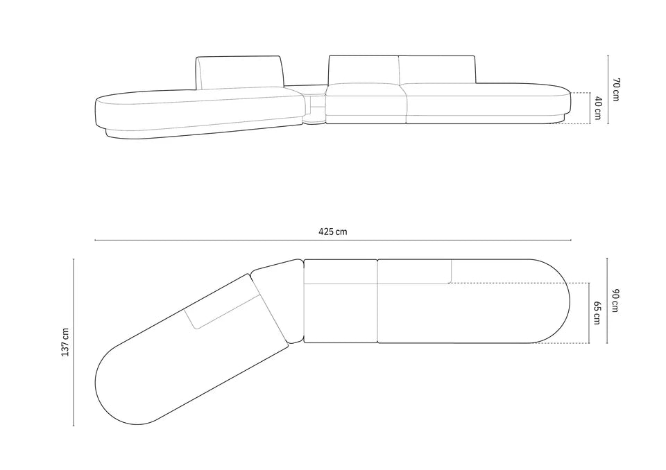 Sofa Miley 430x154cm, Material: Samt
