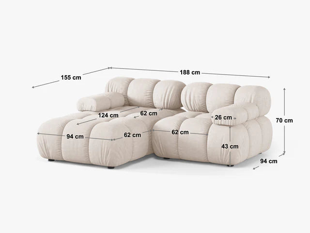 Modulares Sofa Bellis 188x155cm, Material: Samt