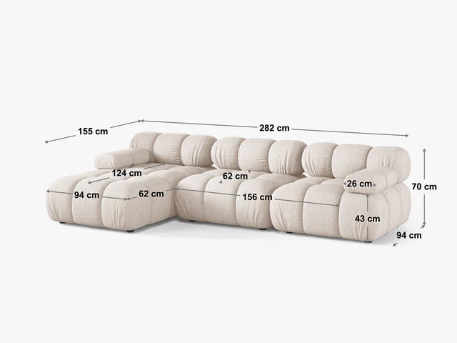 Modulares Sofa Bellis 282x155cm, Material: Samt