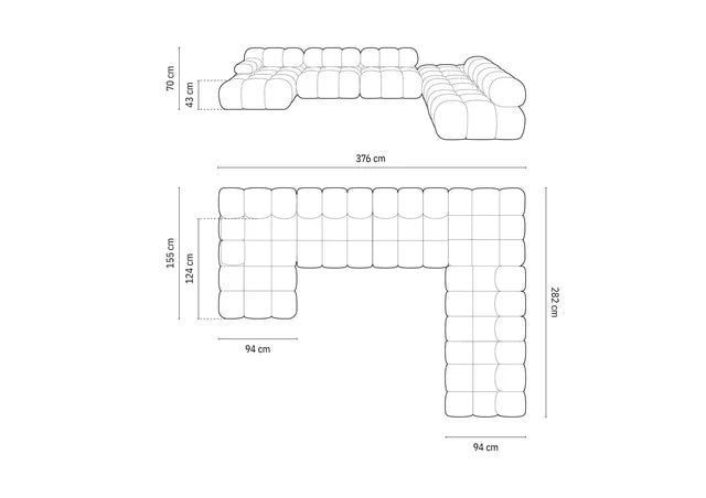 Modulares Sofa Bellis 376x282cm, Material: Samt