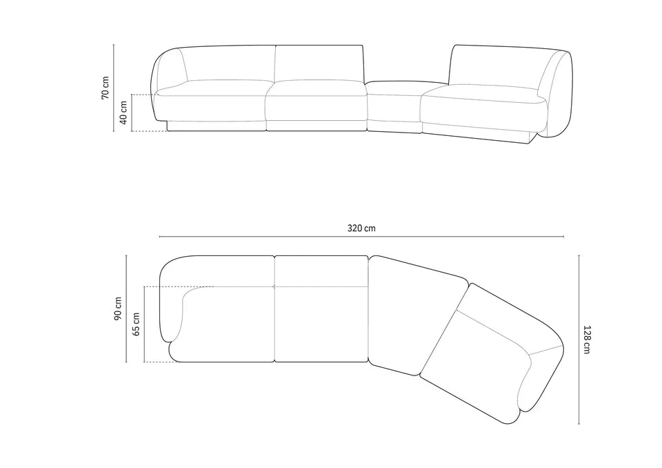 Sofa Miley 327x132cm, Material: Samt