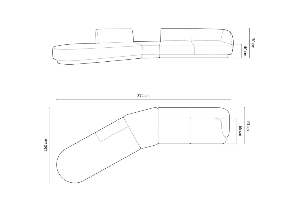 Sofa Miley 380x158cm, Material: Samt