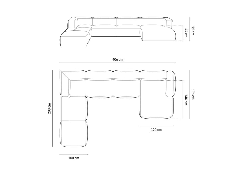 Sofa Martina, 406x280cm, Material: Strukturstoff