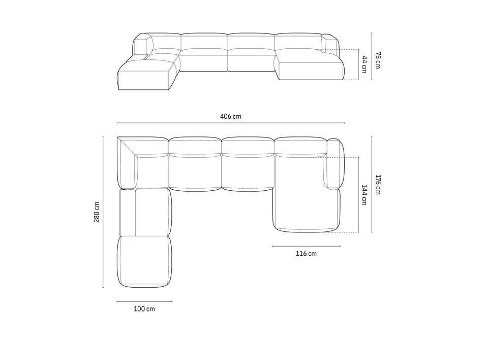 Sofa Martina, 406x280cm, Material: Samt