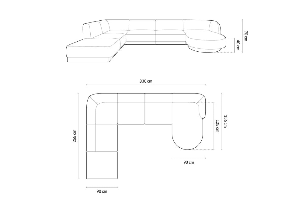 Ecksofa Miley Panoramic, 330x255cm, Material: Samt