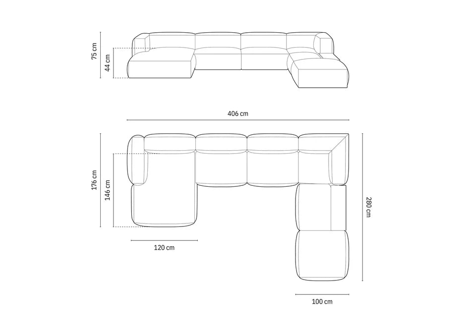 Sofa Martina, 406x280cm, Material: Strukturstoff