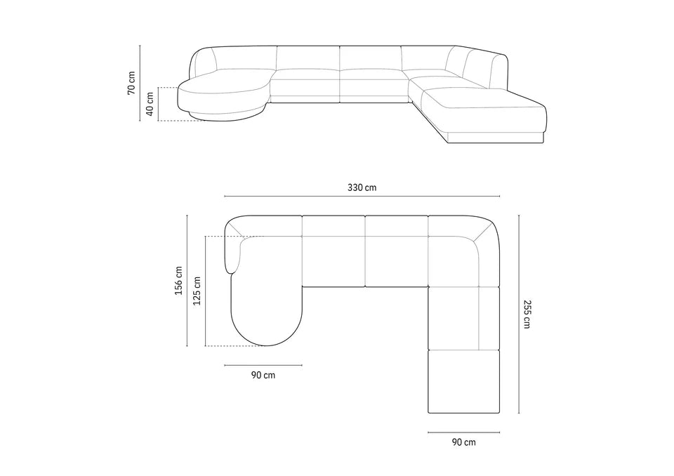 Ecksofa Miley Panoramic, 330x255cm, Material: Samt