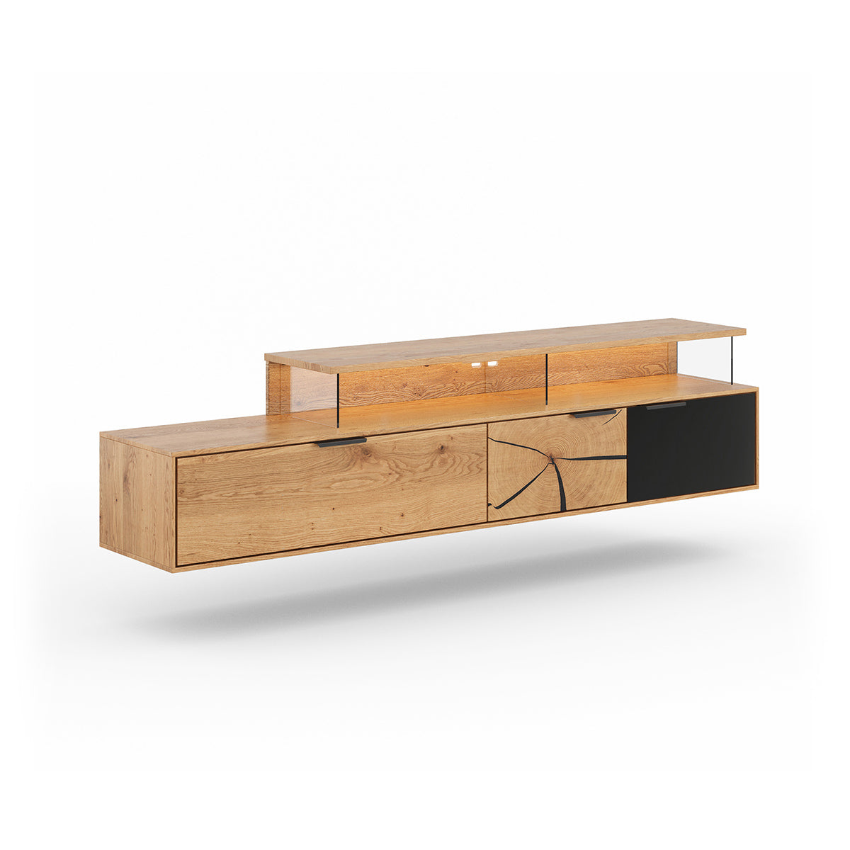 TV Kommode Tirano 200x39 cm, Material: Massivholz Eiche