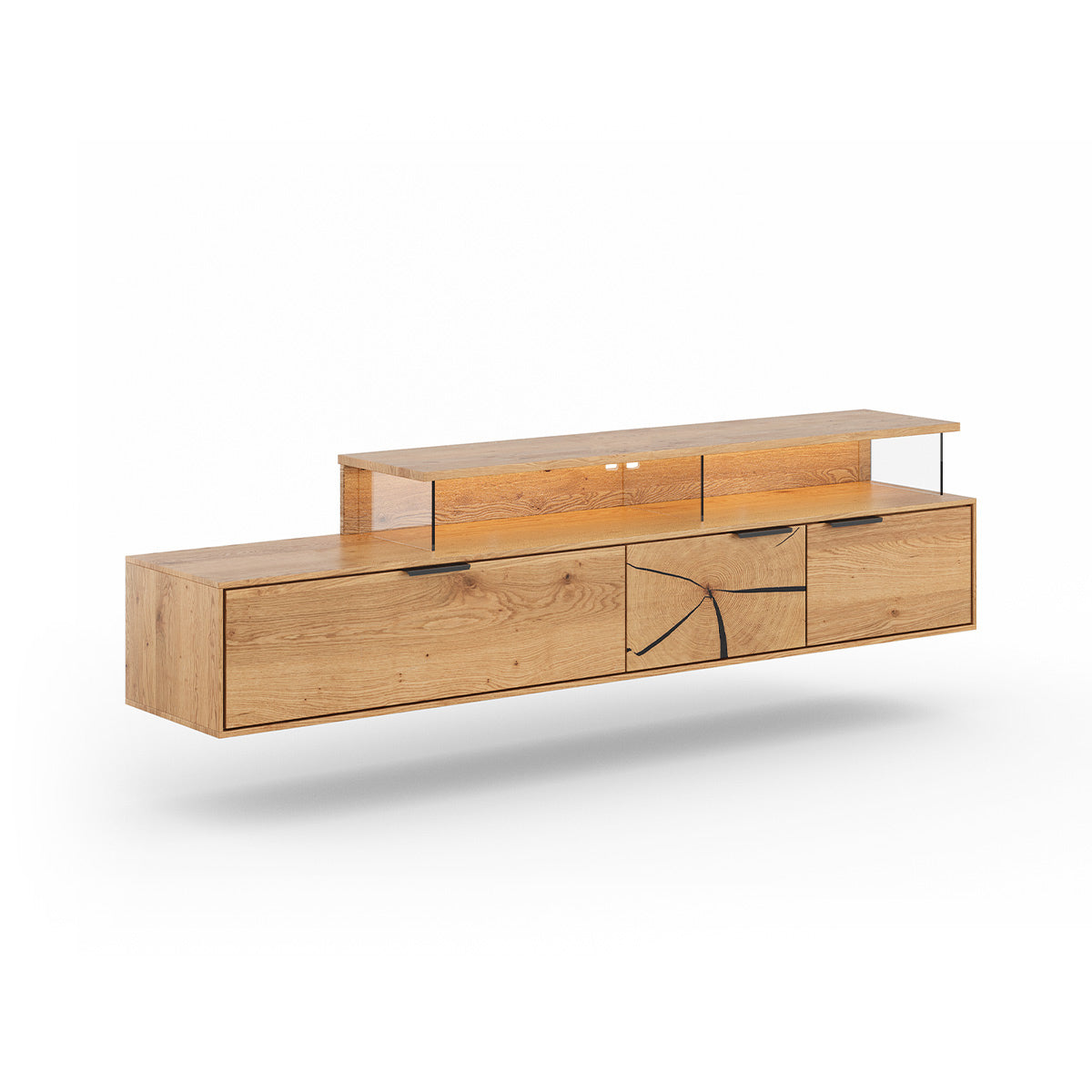TV Kommode Tirano 200x39 cm, Material: Massivholz Eiche