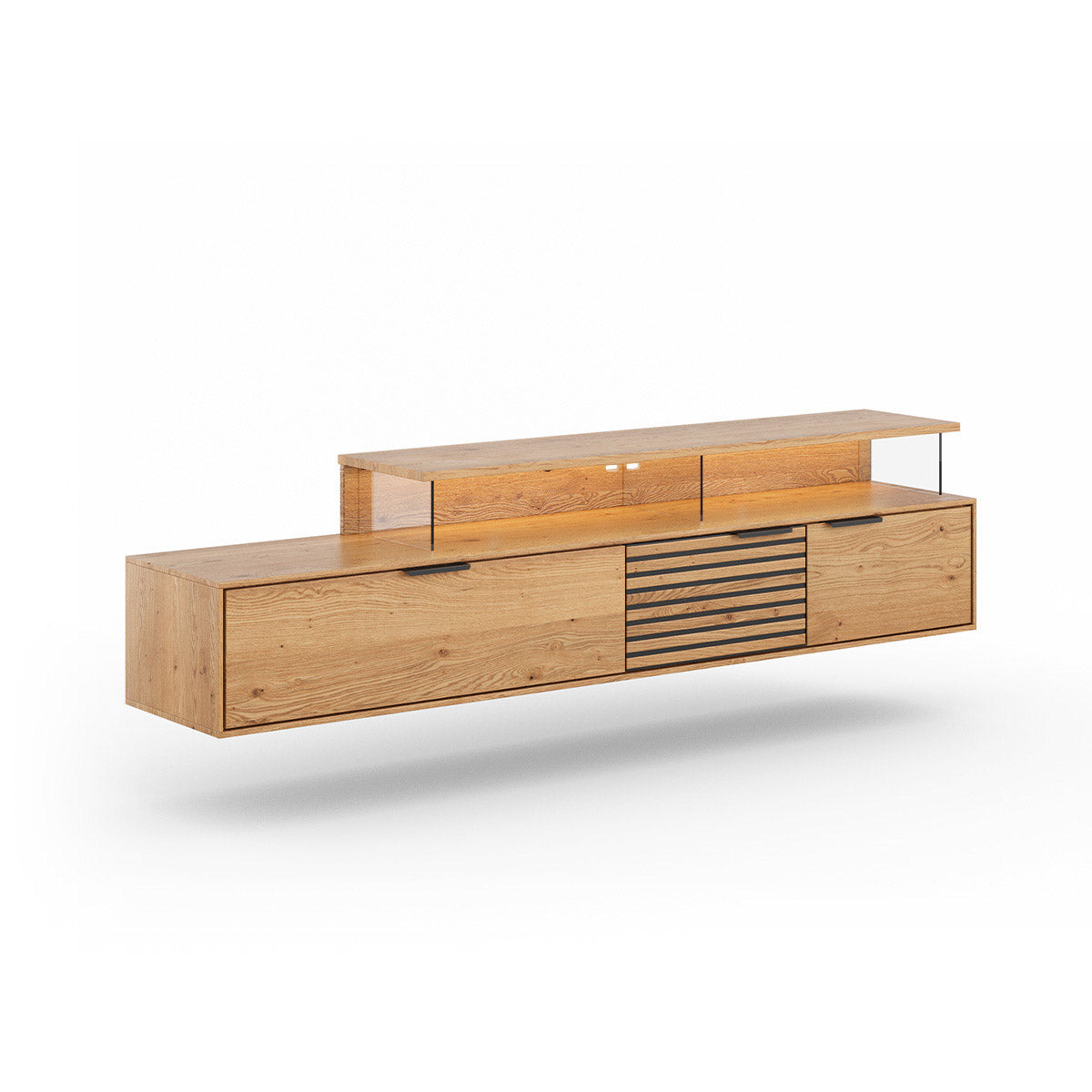 TV Kommode Tirano 200x39 cm, Material: Massivholz Eiche