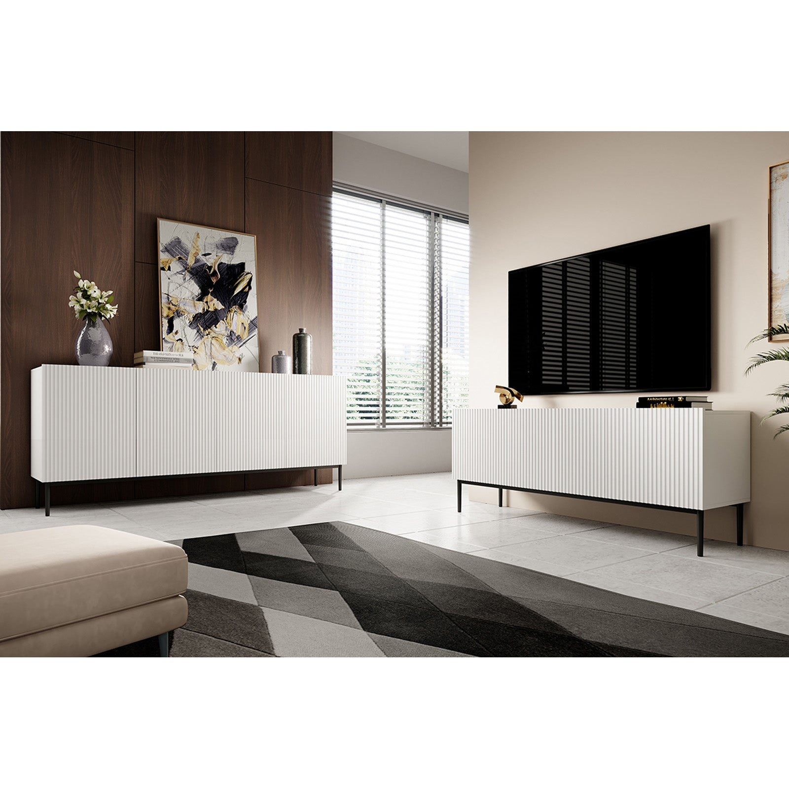 Kommode Nicole 200cm, 4 Türen, Material: MDF 