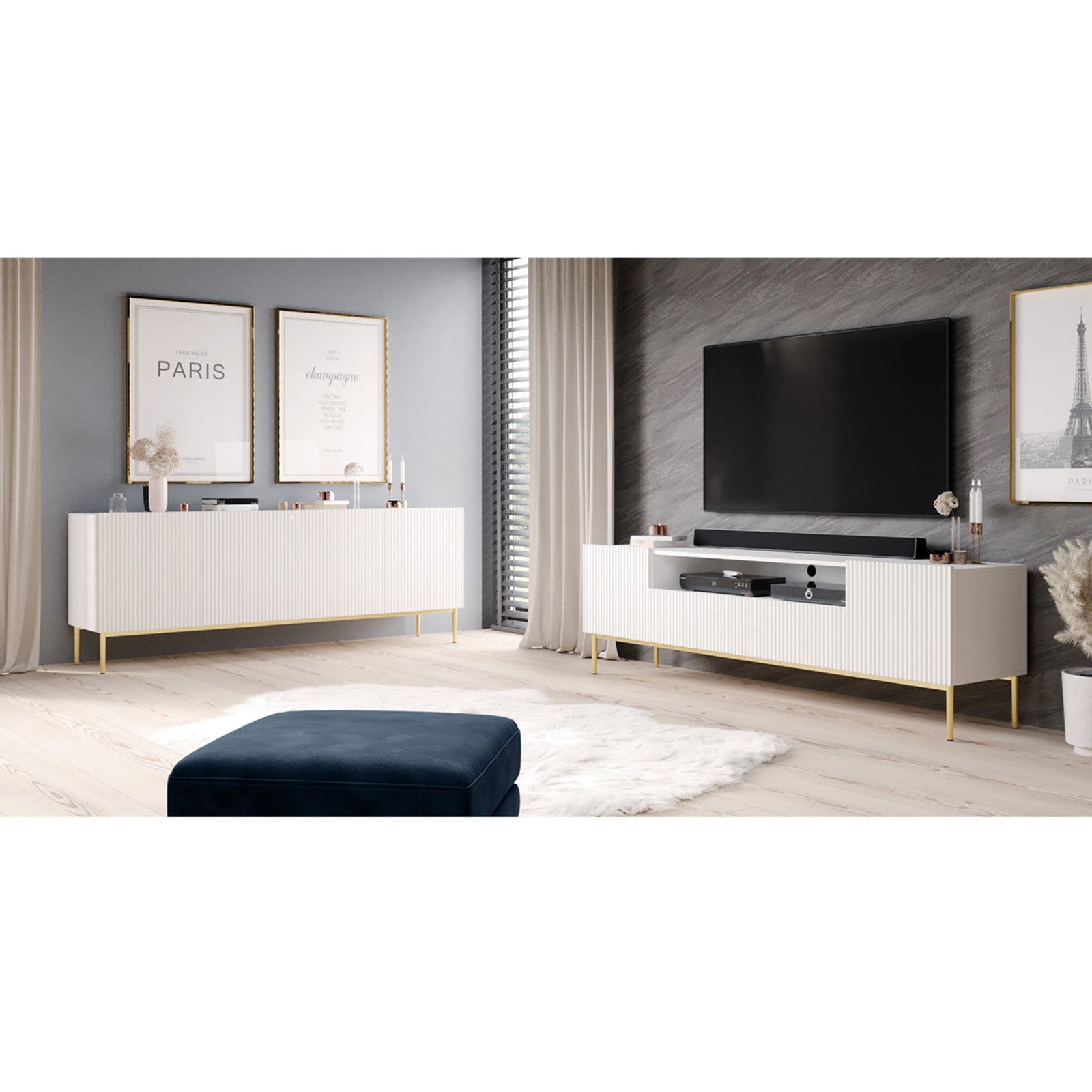 Kommode Nicole 200cm, 4 Türen, Material: MDF 