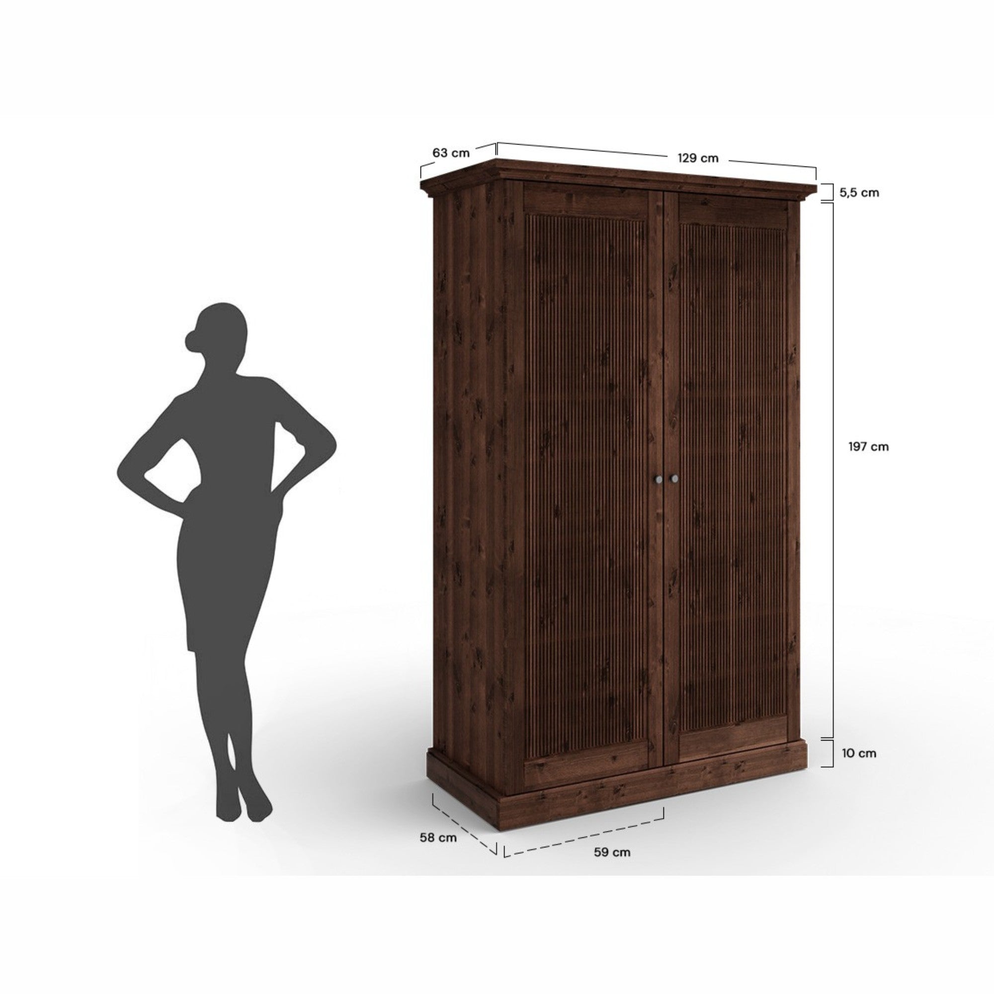 Ormar Rosella 129x212,6 cm, Material: Massives Kiefernholz