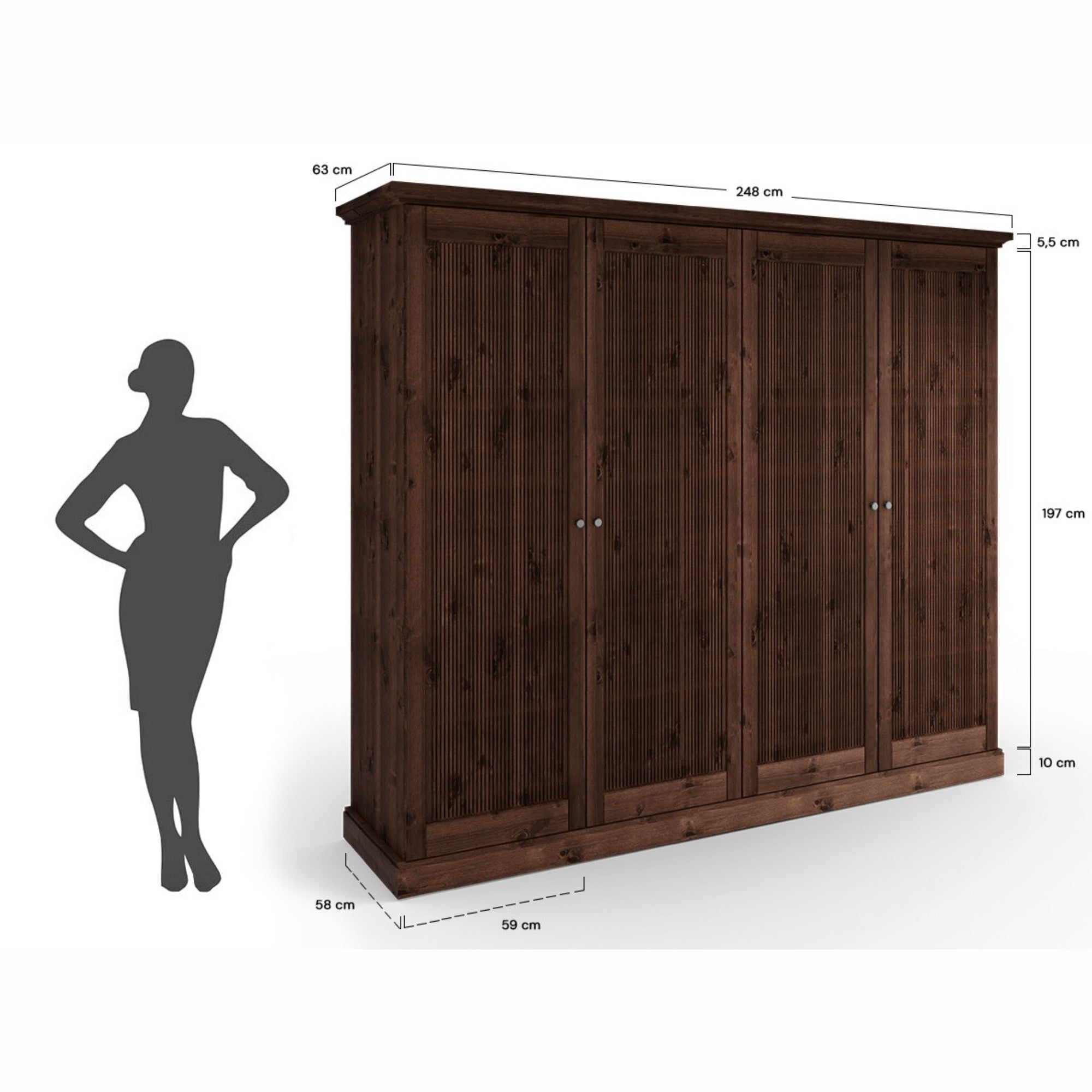 Ormar Rosella 248x212,6 cm, Material: Massives Kiefernholz
