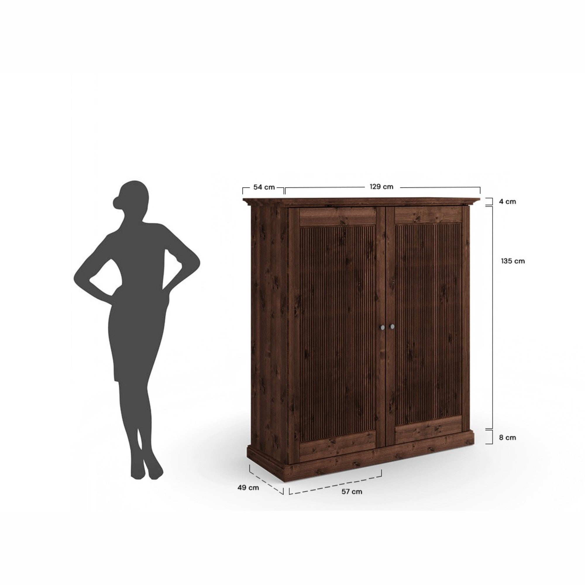 Kommode Rosella 129x54 cm, Material: Massiv Kiefernholz