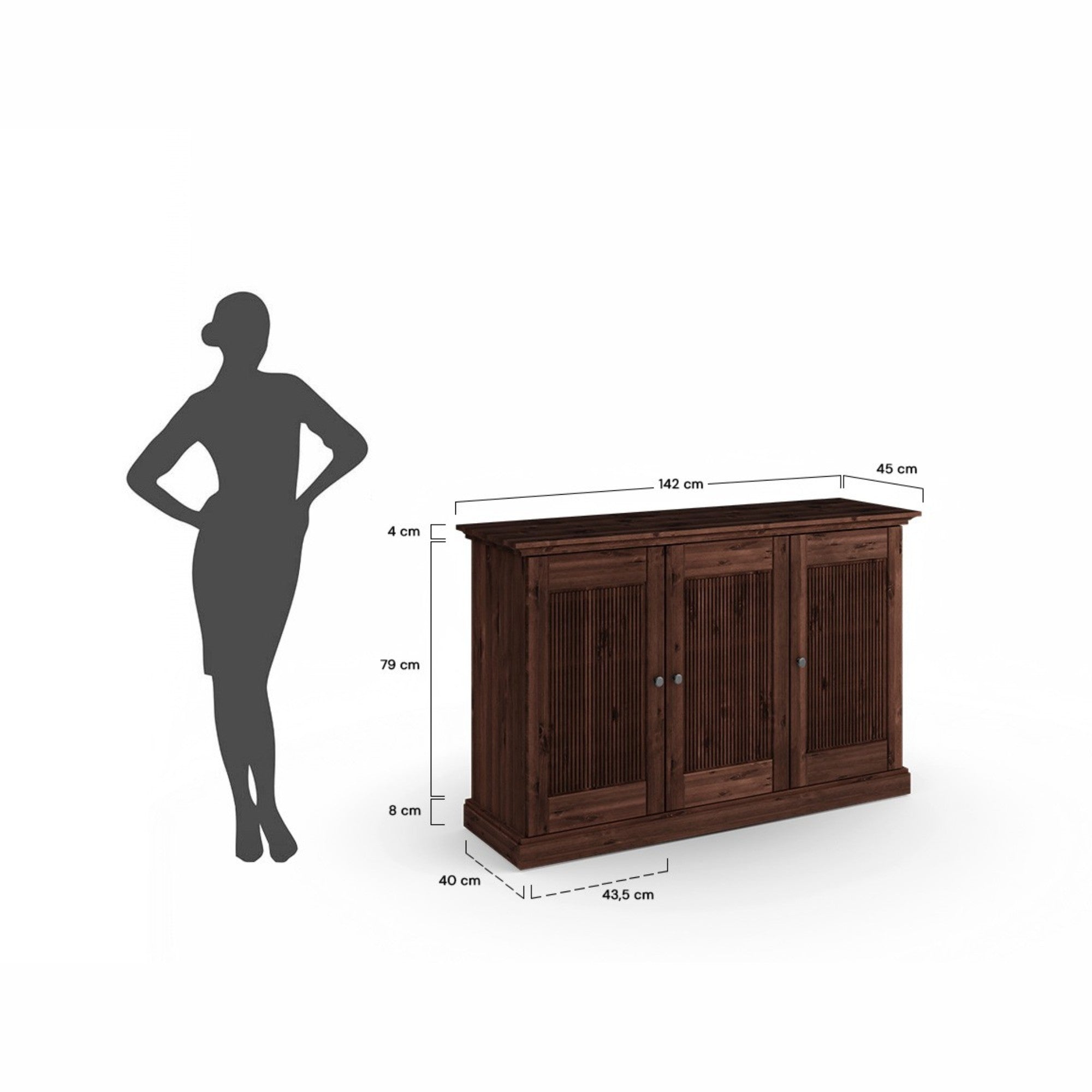 Kommode Rosella 141,7x45 cm, Material: Massiv Kiefernholz