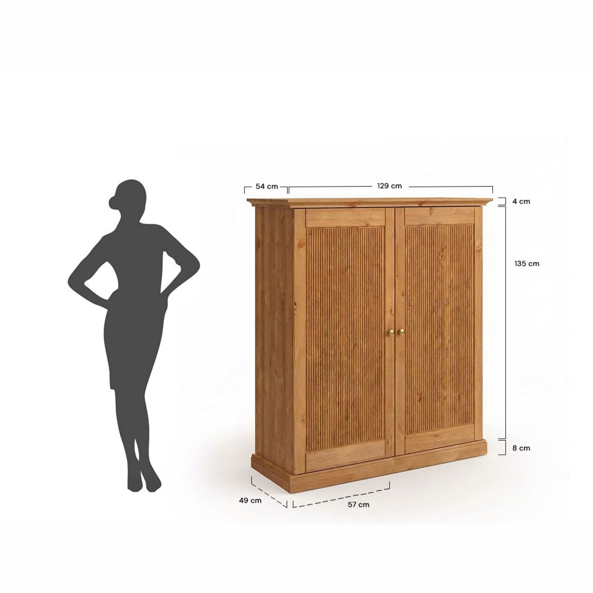Kommode Rosella 129x54 cm, Material: Massiv Kiefernholz