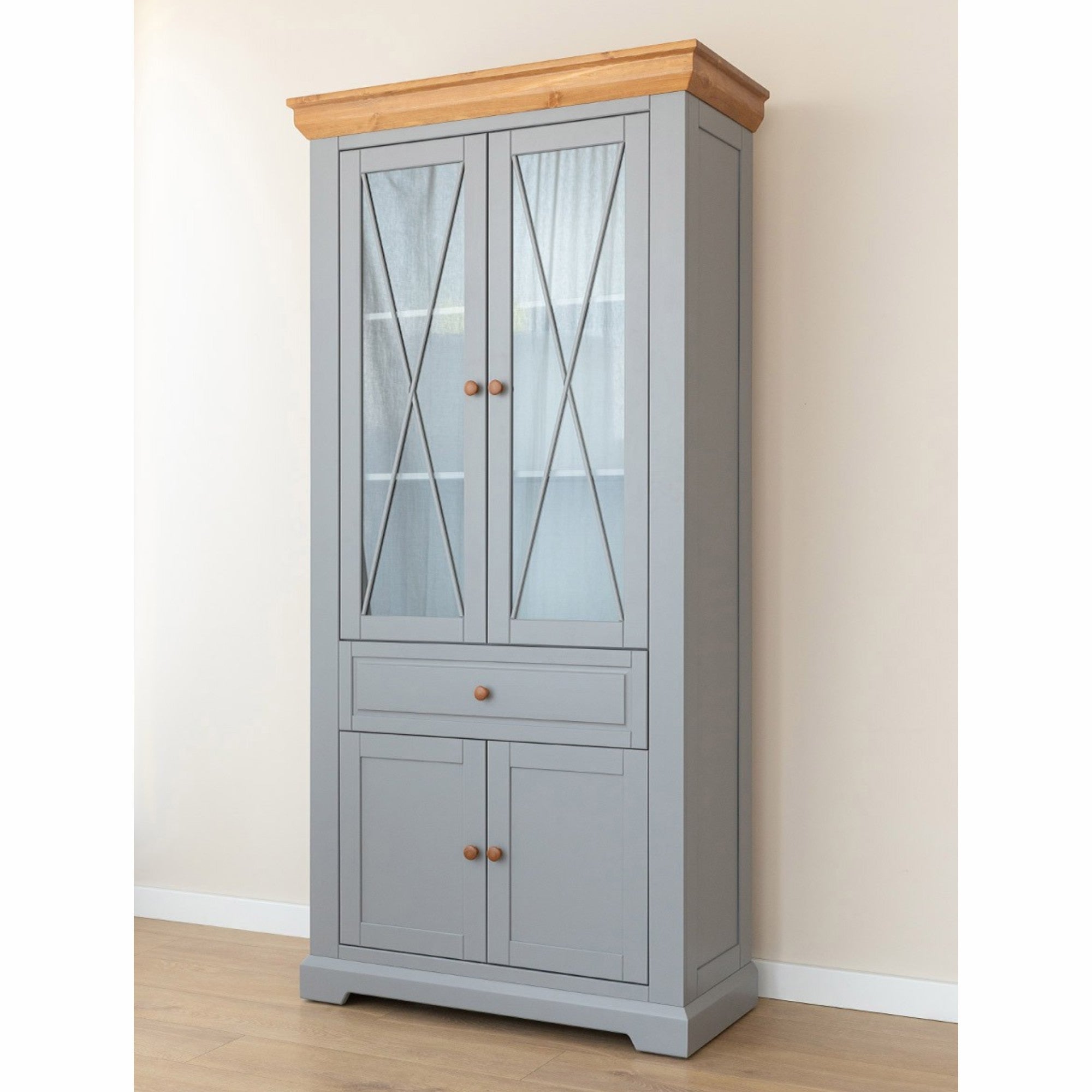 Vitrine Marone 41,2x199,7 cm, Material: Massives Kiefernholz