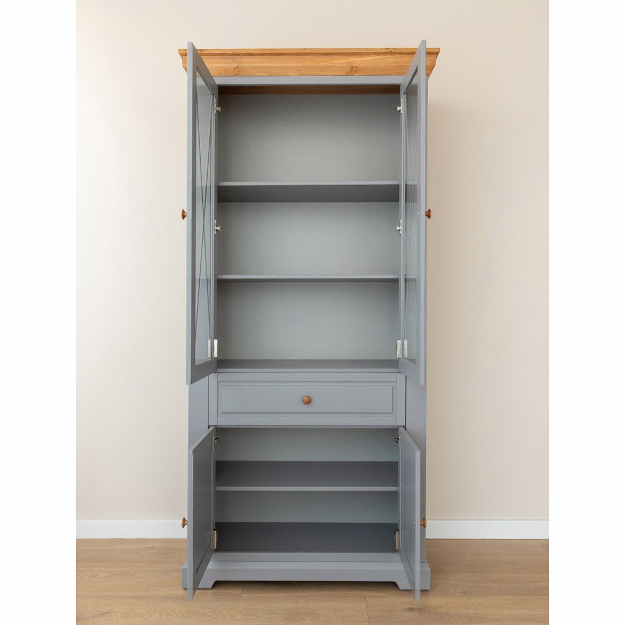 Vitrine Marone 41,2x199,7 cm, Material: Massives Kiefernholz