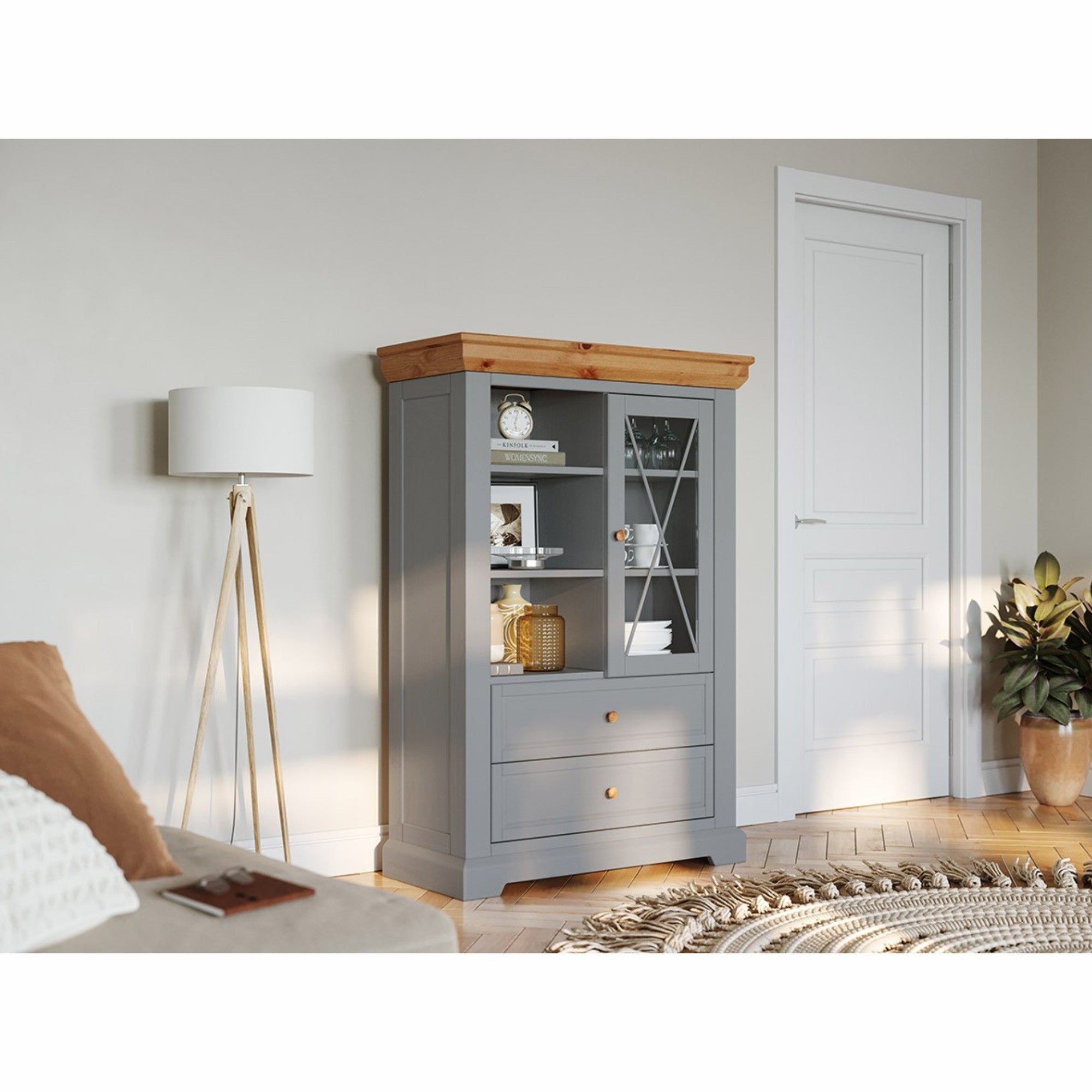 Vitrine Marone 41,2x139,8 cm, Material: Massives Kiefernholz