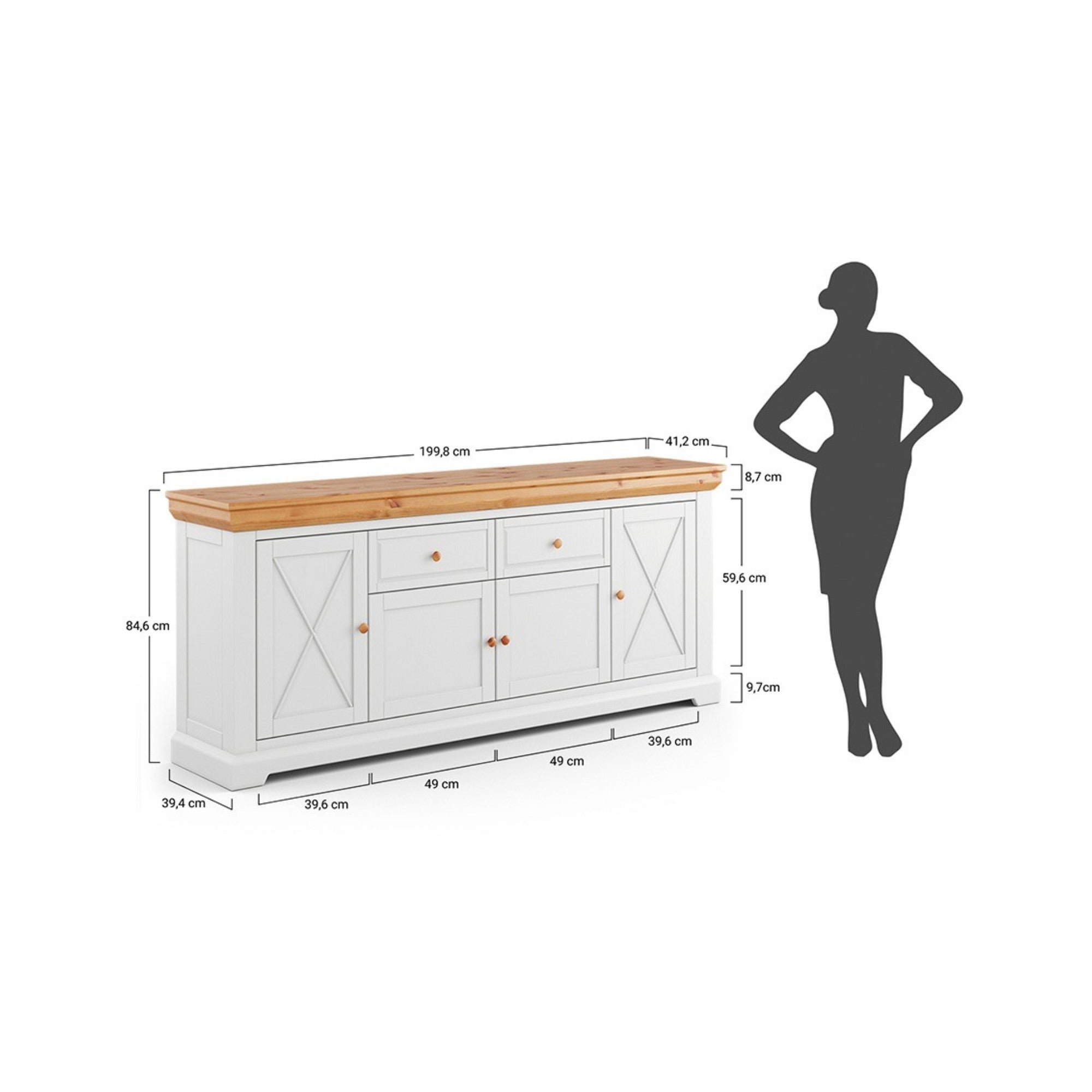 Kommode Marone 84,6x41,2 cm, Material: Massives Kiefernholz