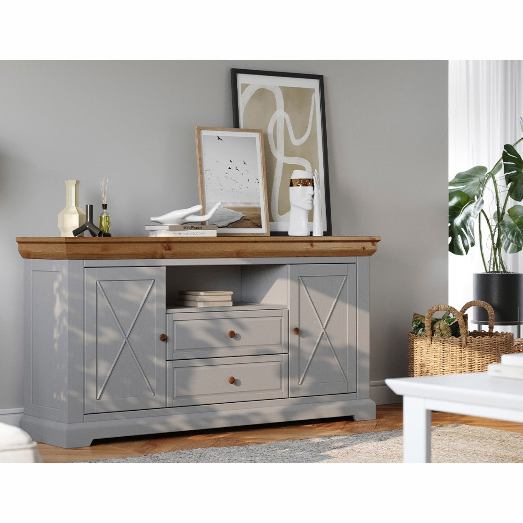 Kommode Marone 166,4x41,2 cm, Material: Massives Kiefernholz