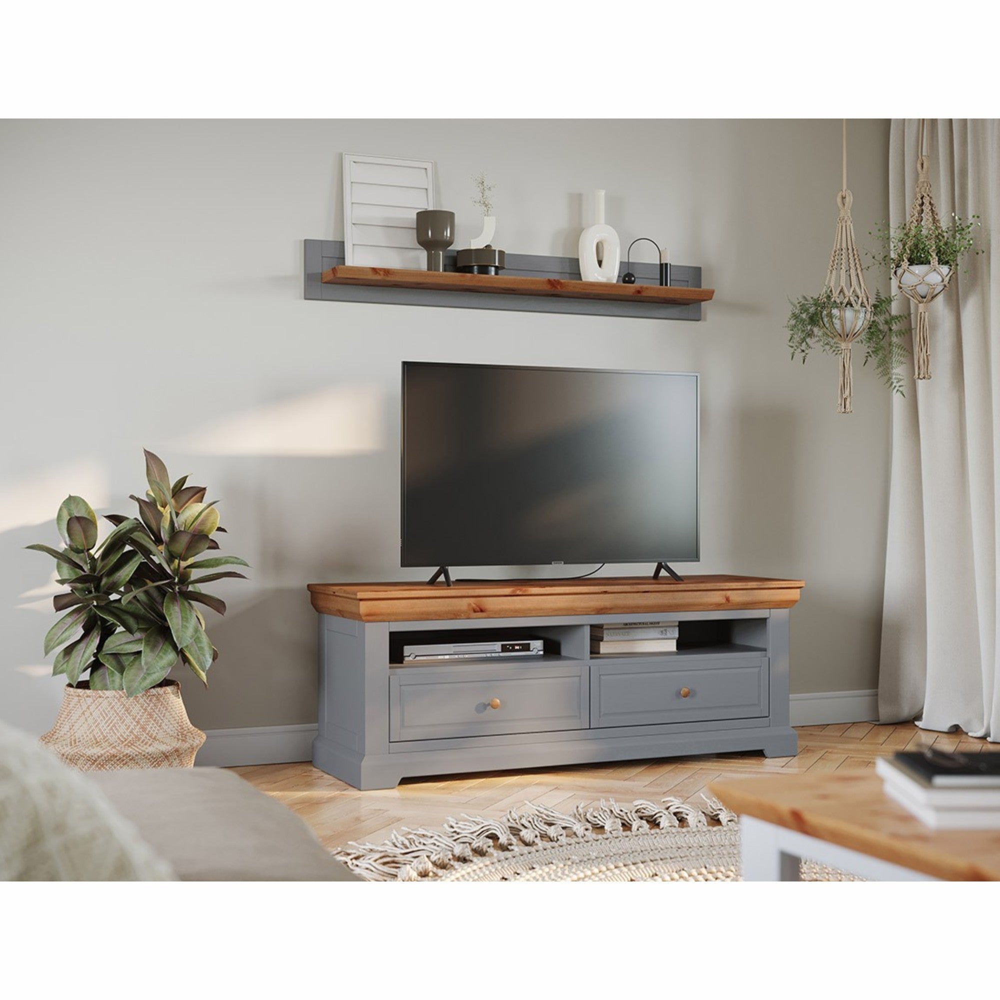 TV-Kommode Marone 155,2x47,6 cm, Material: Massives Kiefernholz