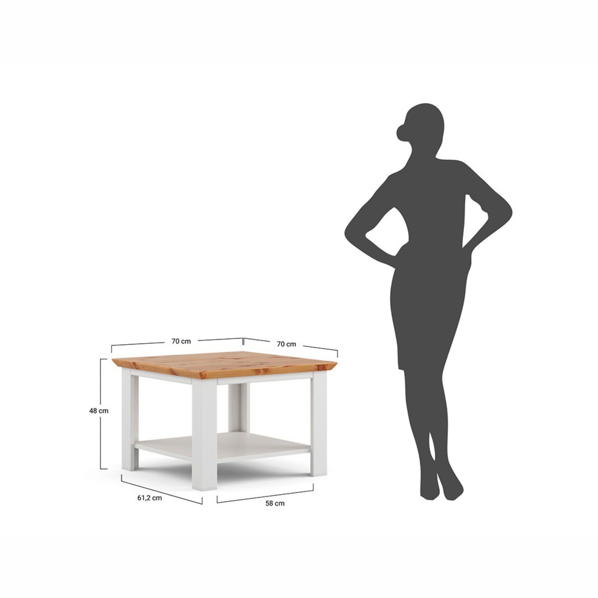 Klubtisch Marone 70x70cm, Material: Massives Kiefernholz