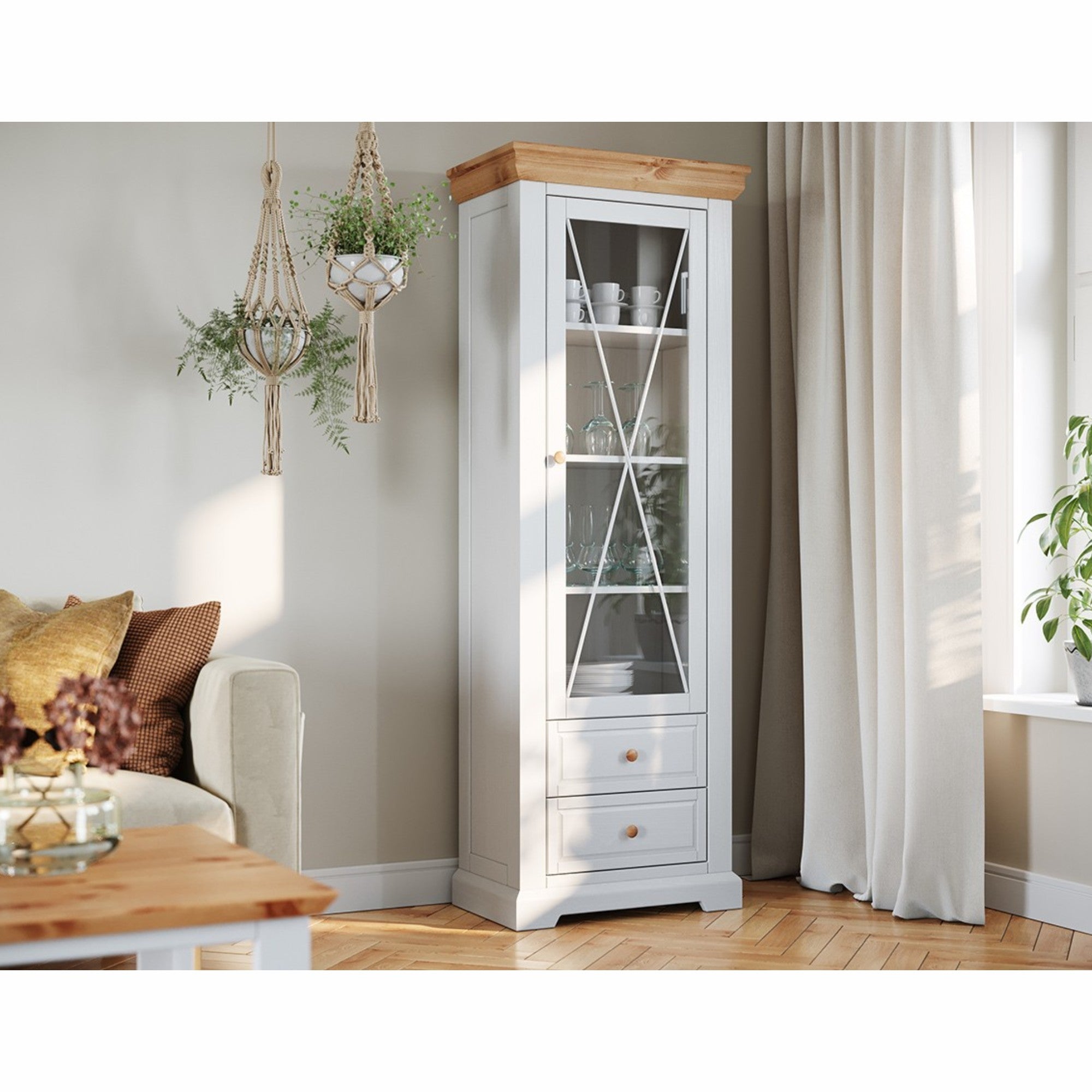 Vitrine Marone 41,2x199,7 cm, Material: Massives Kiefernholz