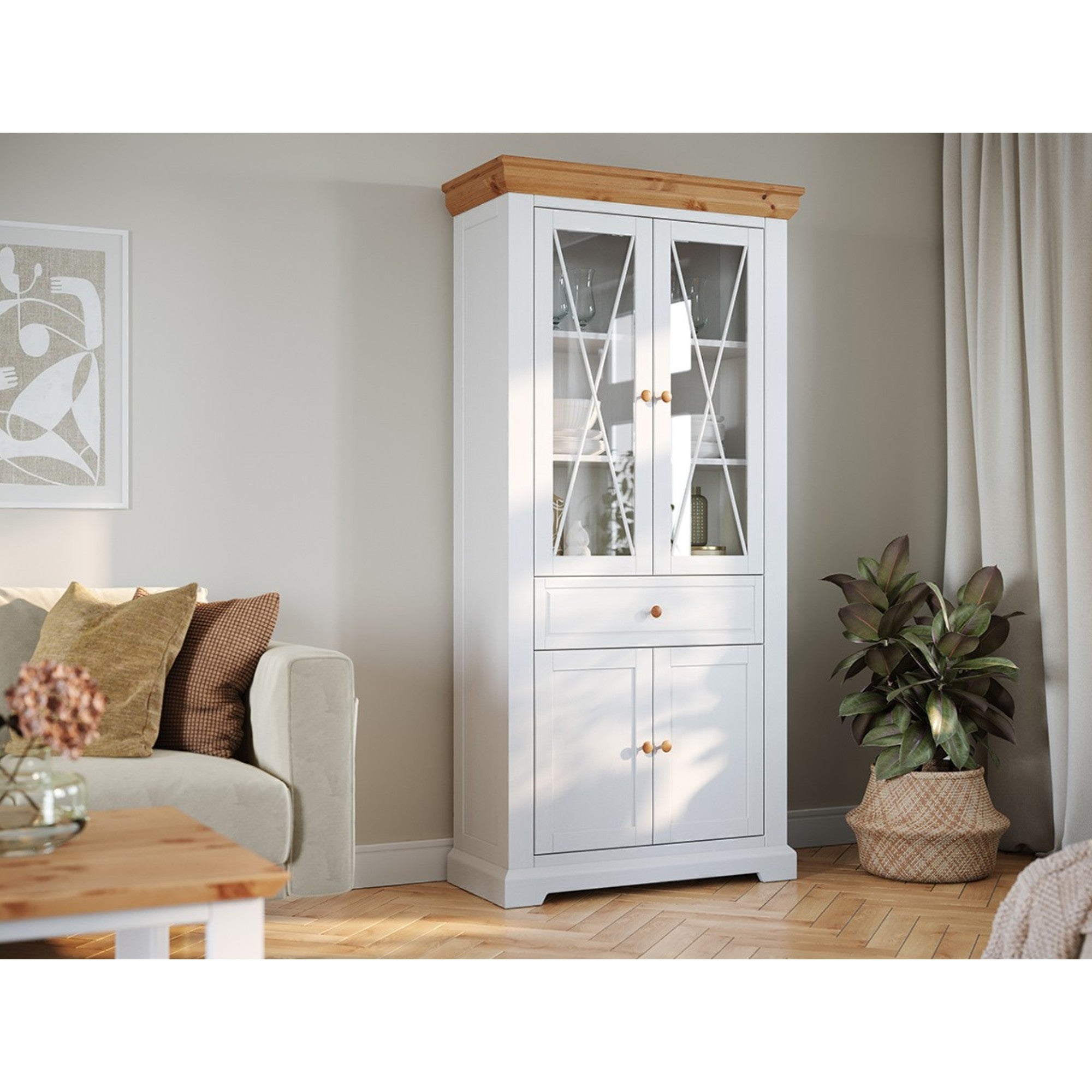 Vitrine Marone 41,2x199,7 cm, Material: Massives Kiefernholz