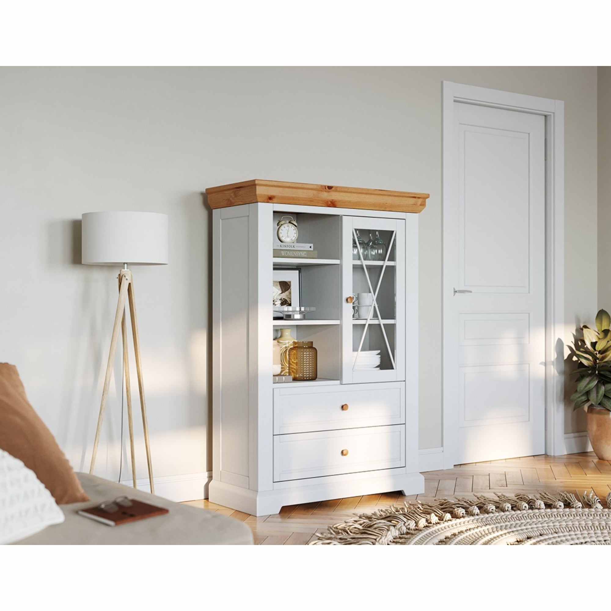 Vitrine Marone 41,2x139,8 cm, Material: Massives Kiefernholz