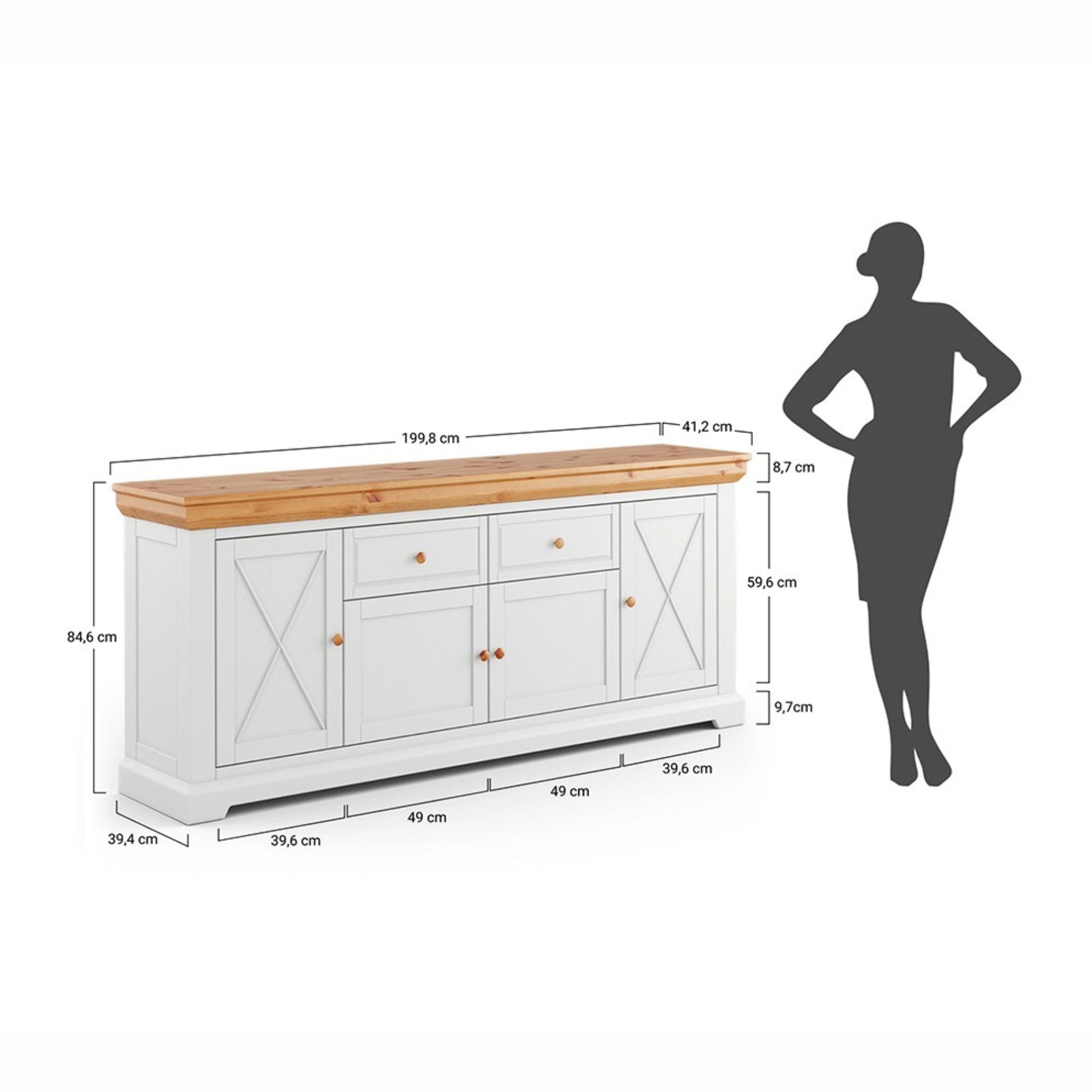 Kommode Marone 84,6x41,2 cm, Material: Massives Kiefernholz