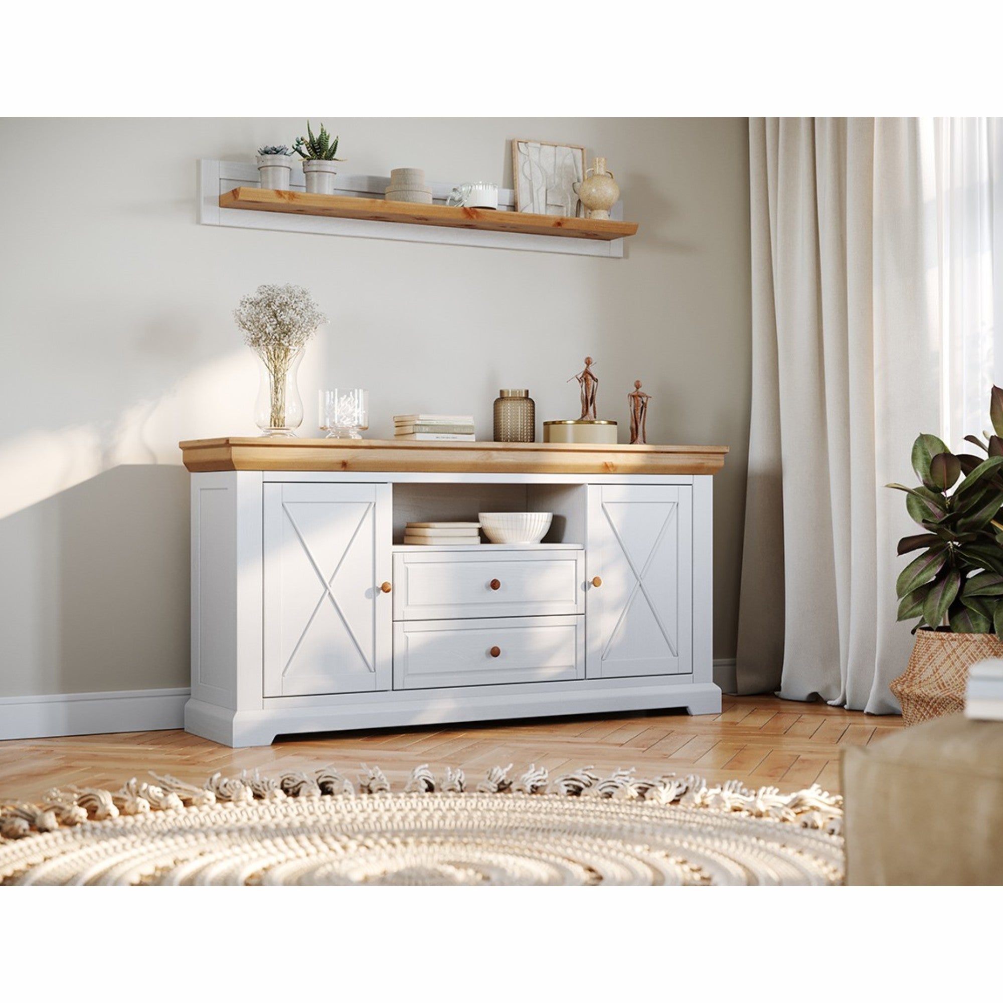 Kommode Marone 166,4x41,2 cm, Material: Massives Kiefernholz