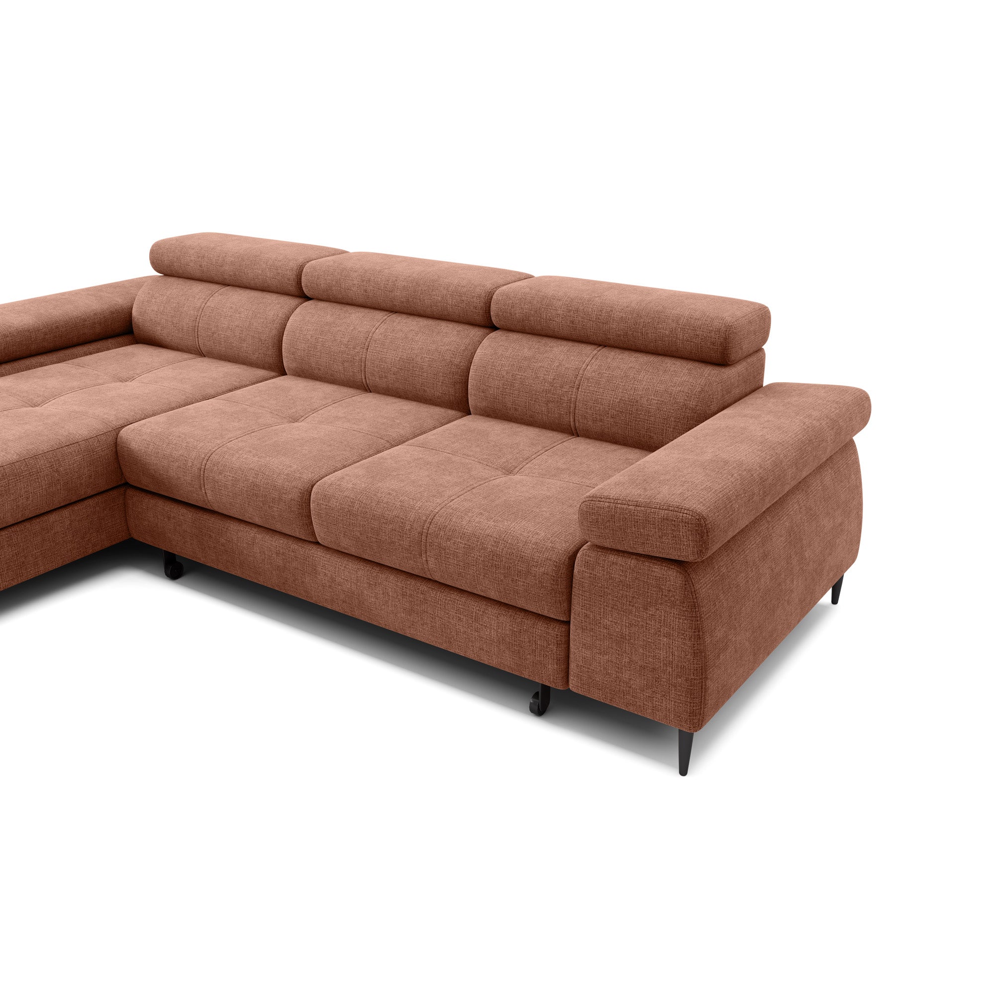 Ecksofa Cordoba I, 283x102cm, Material: Auswahl möglich