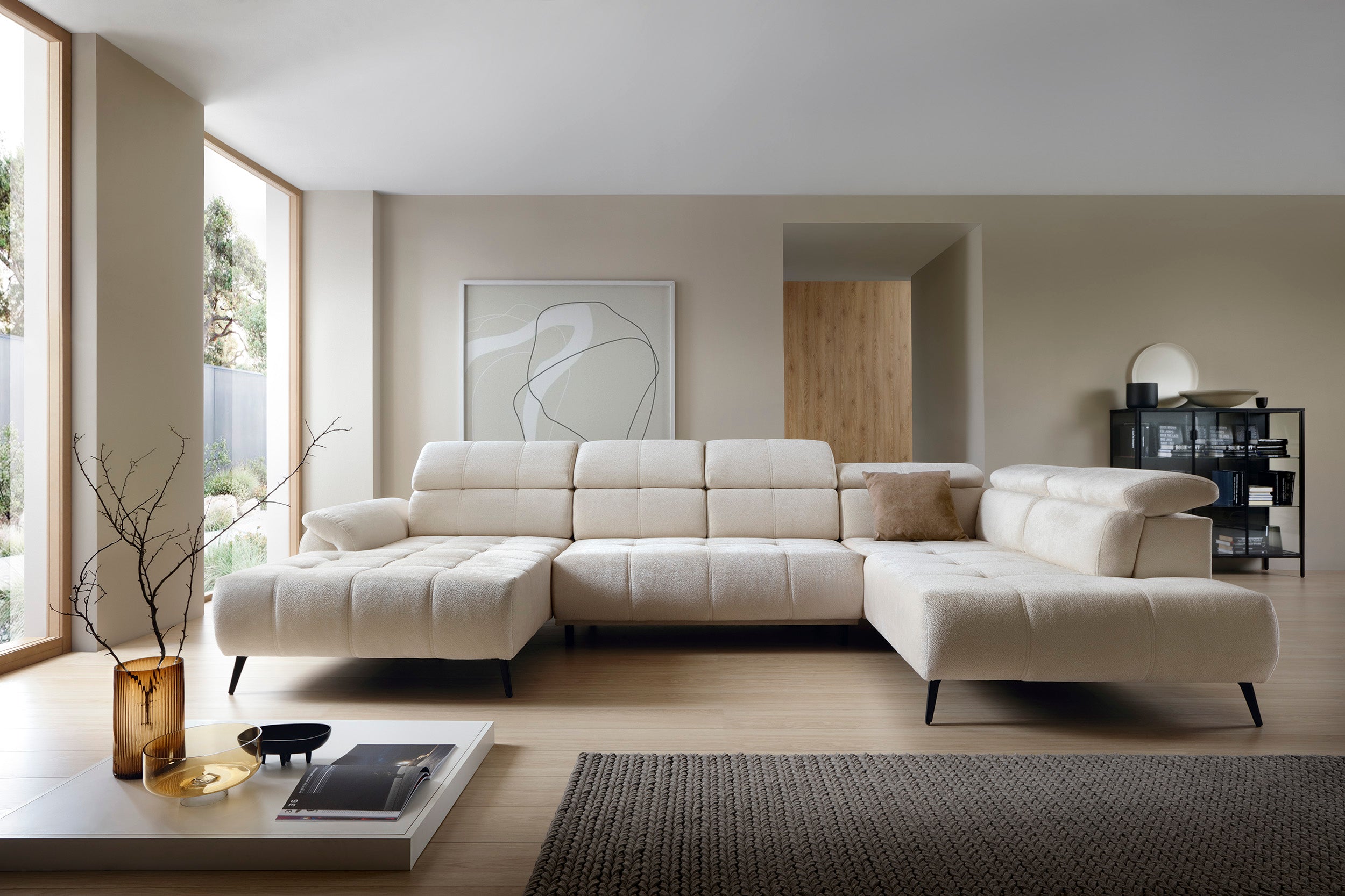 Eckgarnitur Genova III 375x208cm, Material: Materialauswahl