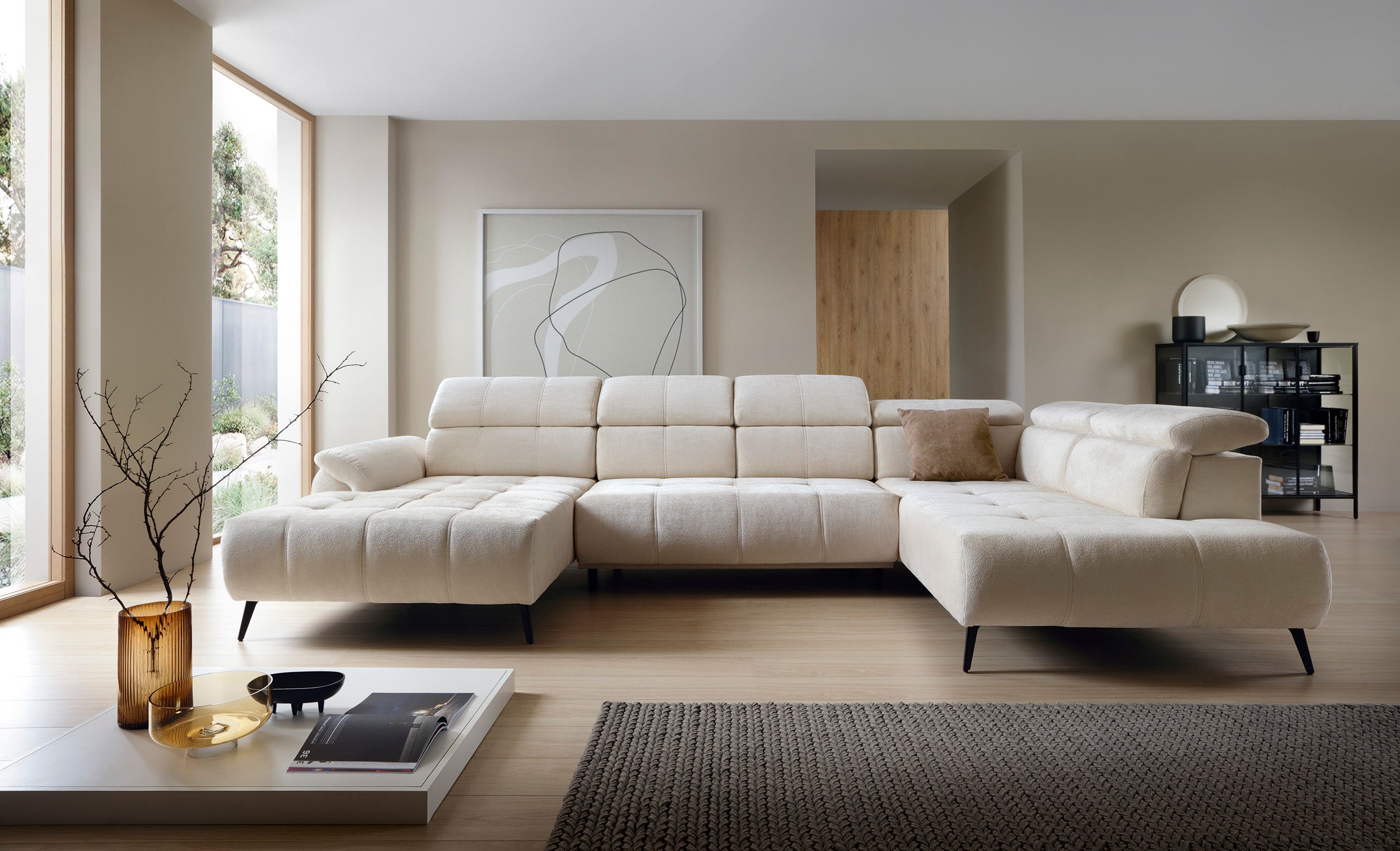 Eckgarnitur Genova III 375x208cm, Material: Materialauswahl