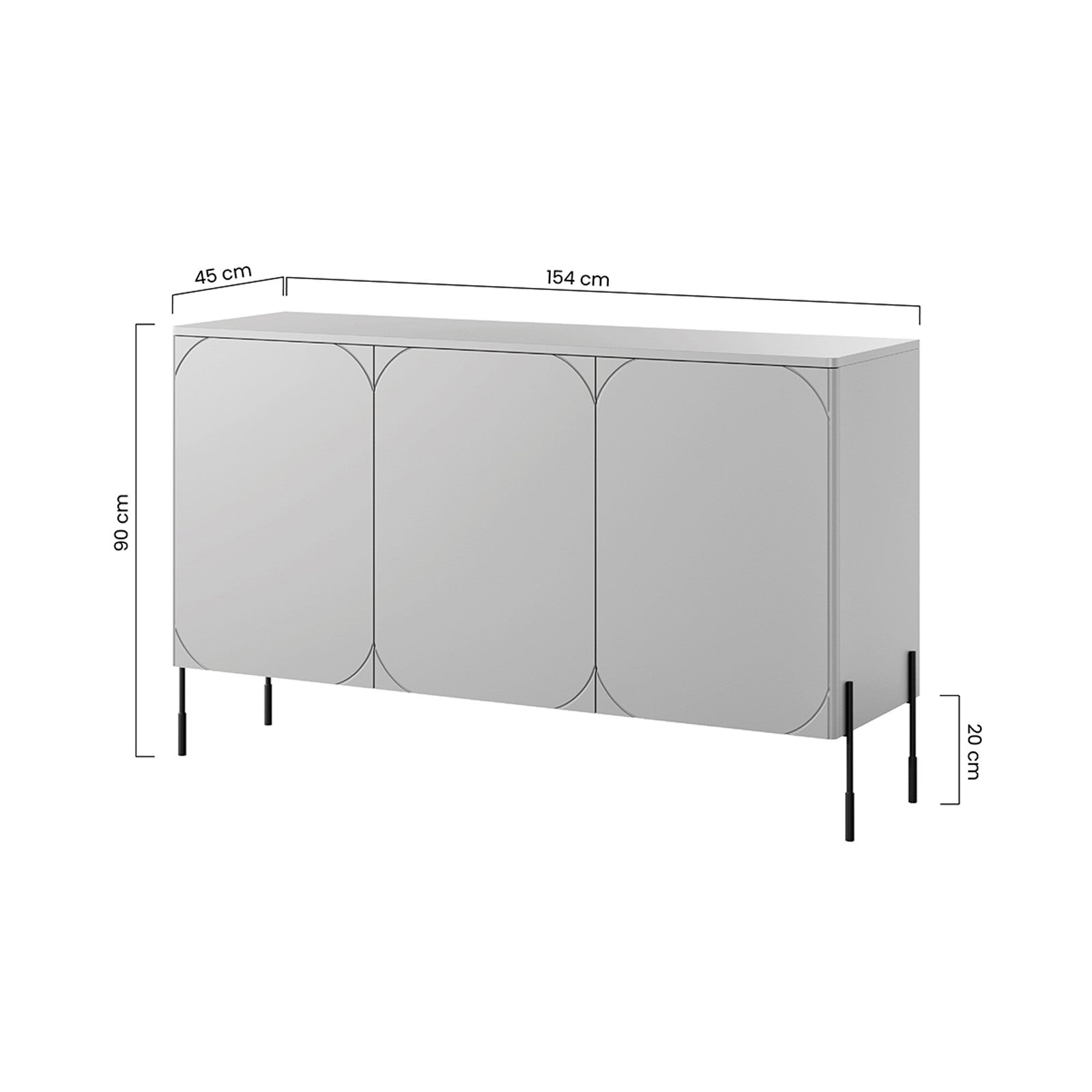Sonatia Kommode 150cm, 3 Türen und 4 Schubladen, Material: MDF