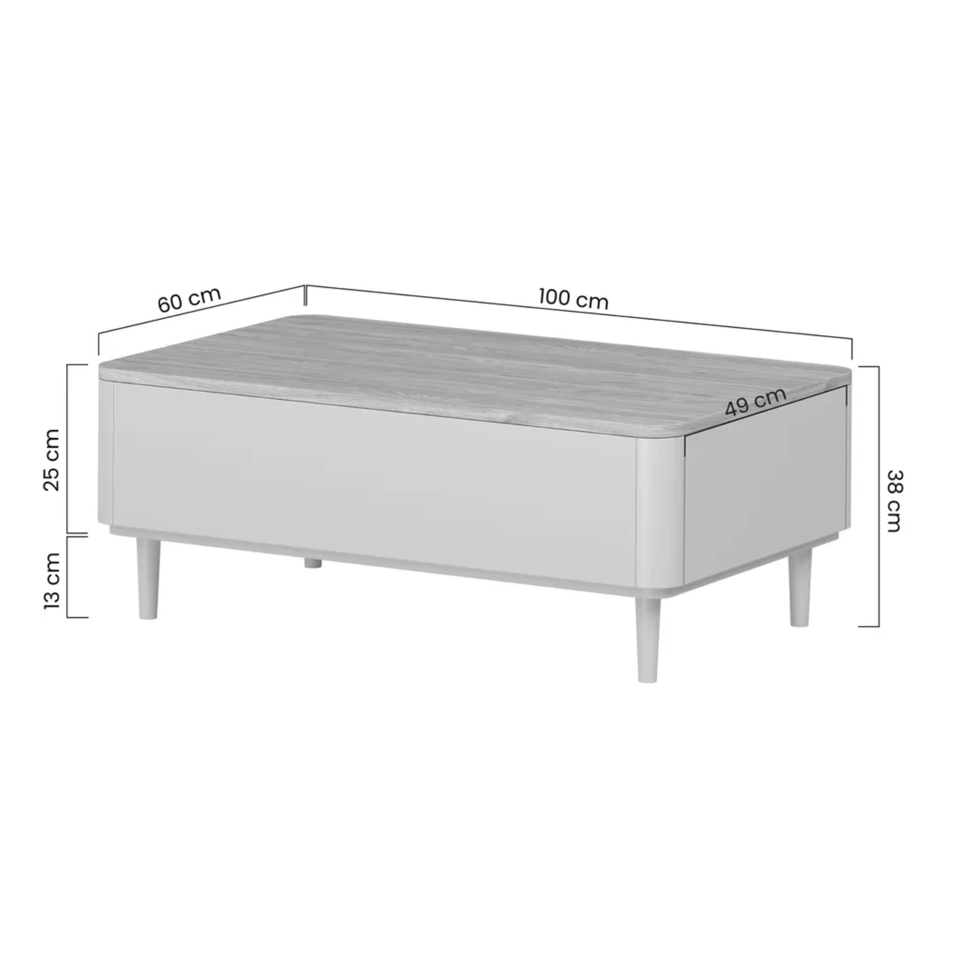 Elivo Couchtisch 100x60cm, Material: MDF, Melaminplatte